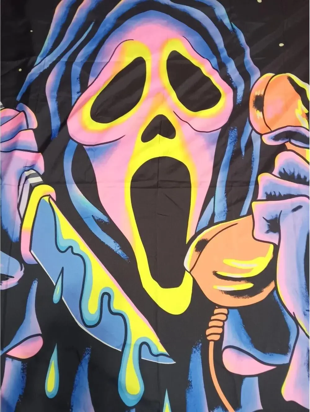 GhostFace Scream Tapestry Neon Colors Blacklight Horror Movie Halloween spooky